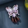 Retro Niche Diamond-encrusted Crystal Butterfly Fringed Brooch Light Luxury High-end Female High-end Exquisite Corsage Pin