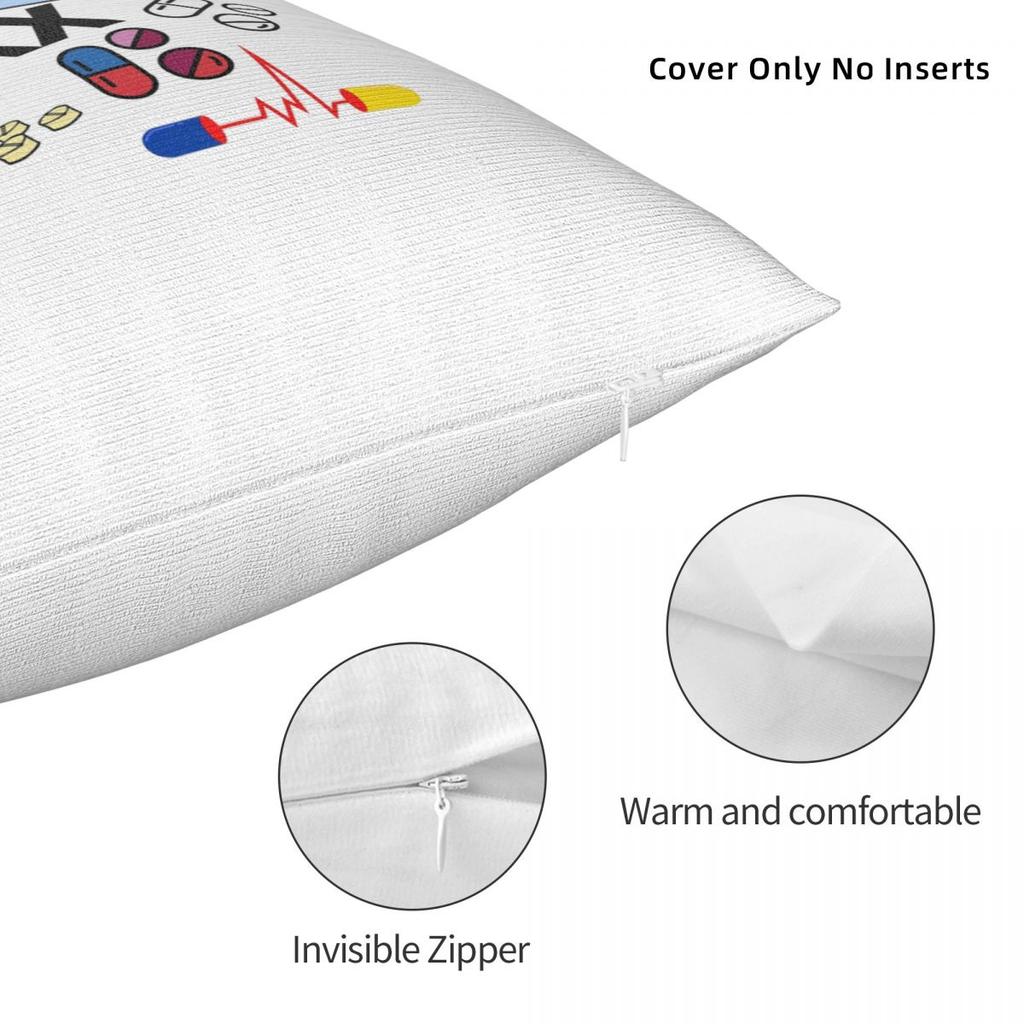 Pharmacy Pattern Pills RX Square Pillowcase Cushion Cover Pillow Case Throw Pillow Cover for Home Bedroom Car