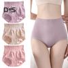 Women High Waist Seamless Panties Hip Lifting Tummy Control Lace Trim Ribbed Briefs Elastic Skinny Underpants