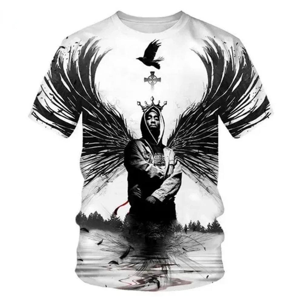 Men's 2Pac Graphic Hip Hop Short Sleeve T-Shirt Harajuku Summer Tops