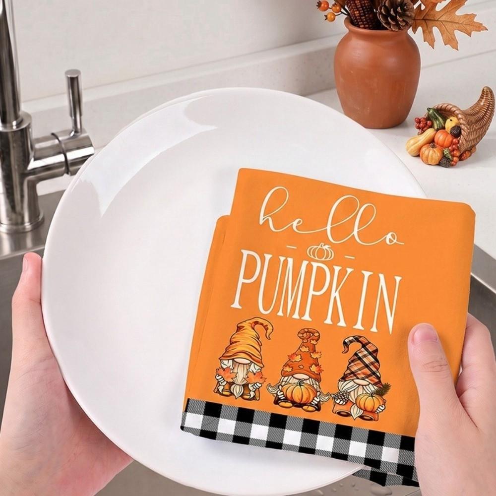 2Pcs Soft Absorbent Kitchen Hand Towels Maple Leaf Hello Pumpkin Kitchen Towel  Bathroom