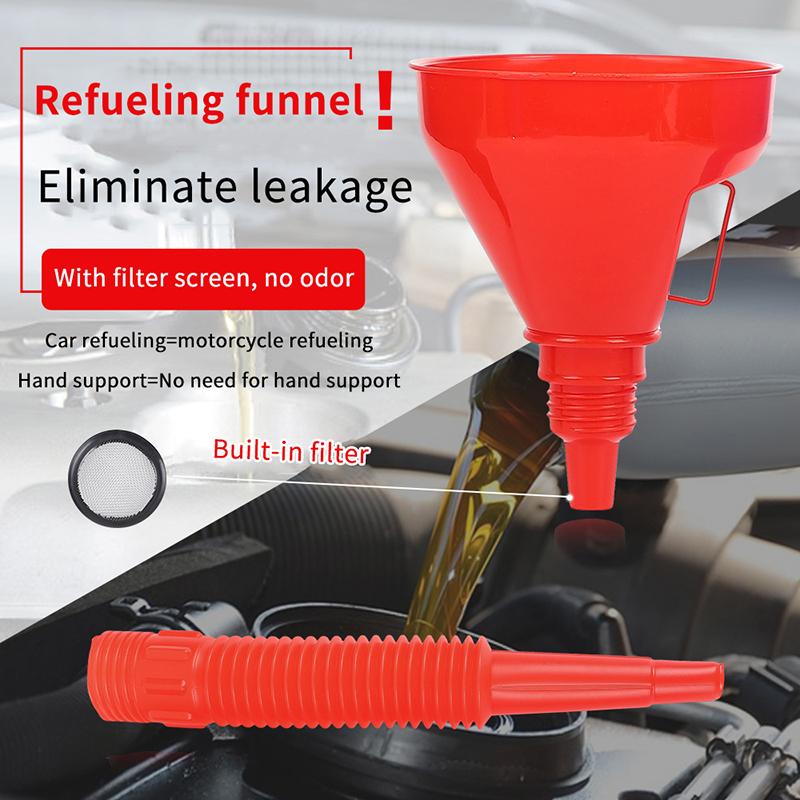 Universal Auto Refueling Funnel Set with Filter Tube Versatile Car Oil and Liquid Transfer Funnel with Non Spill Handle
