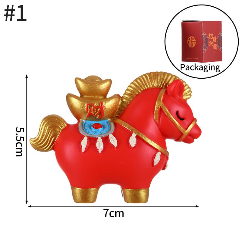 2026 New Year Resin Pony Decoration Ornament Mini Car Desktop Ornament New Year Birthday Blessing Gift Spring Festival Crafts