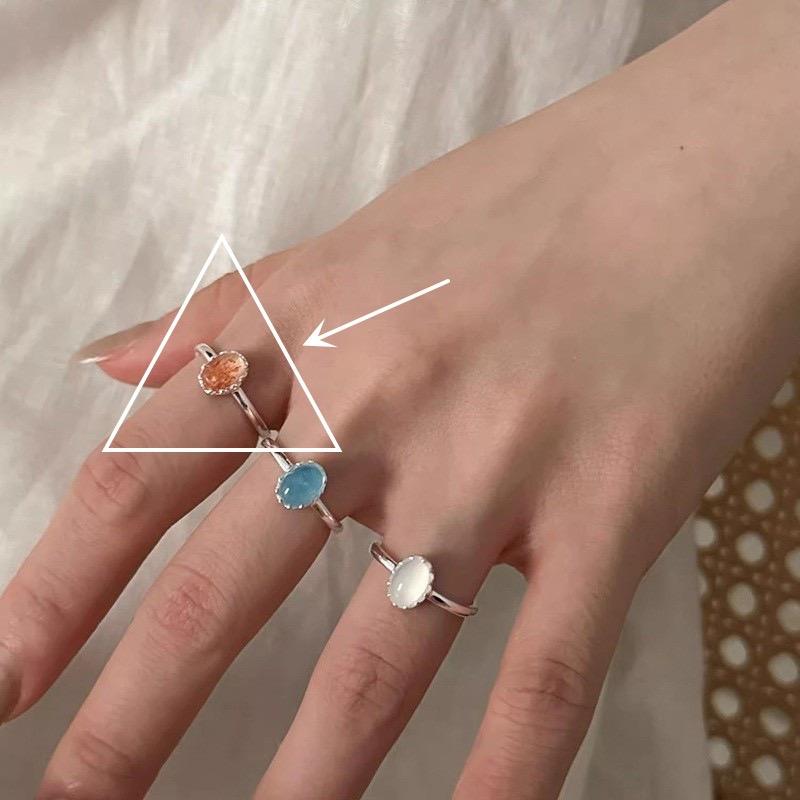925 Sterling Silver Simple Ring For Women Fine Jewelry Finger Adjustable Open Vintage Blue Stone Ring For Party Birthday Gift