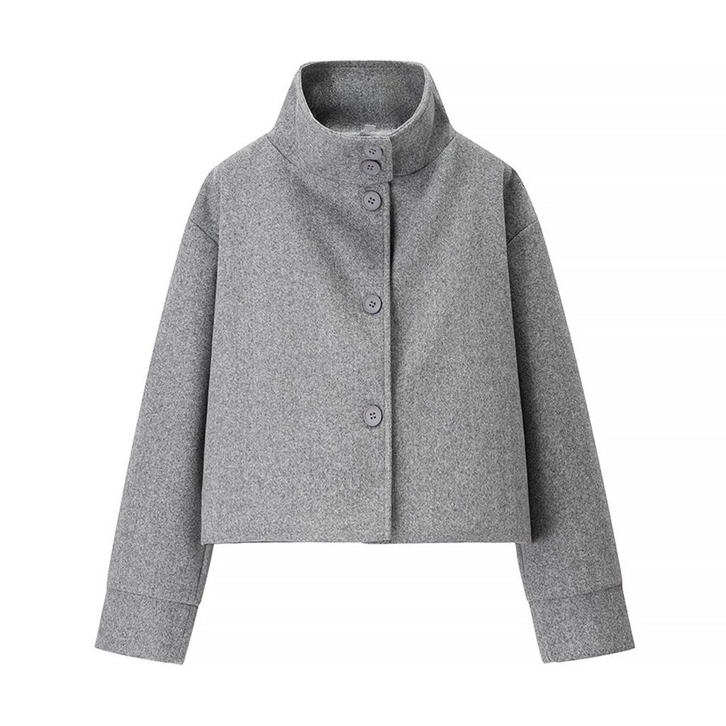 Women's Faux Suede Button Jacket Oversized Gathered Hem Short Length Coat Casual Vintage Outerwear With Pockets