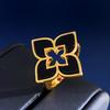 ] Multi-colored Four-leaf Clover Hollow Ring, Four-petal Flower Diamond Ring, Gold-plated Process, Advanced Texture