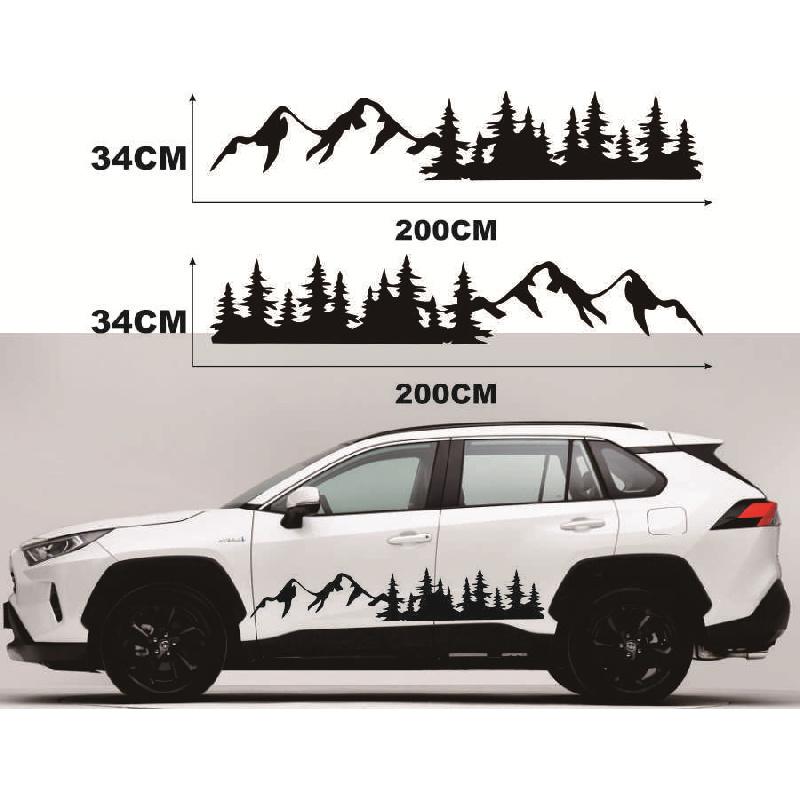 2 Naklejki Las i Góry na Karoserię Samochodu, Kampera, Samochodu Kempingowego, Przyczepy, Ciężarówki