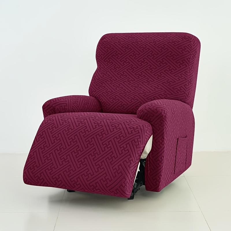 1/2/3/4 Seater Recliner Elastic Sofa Covers Thicken Jacquard Stretch Armchair Reclining Sofa Slipcover Relax Chair Covers 1 Seater (4pcs)