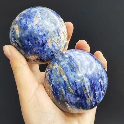 1pc Hand Carved Polished Blue Sodalite Ball Sphere Decorative Ball Gemstone Crystals for Home Decoration Rock Collections