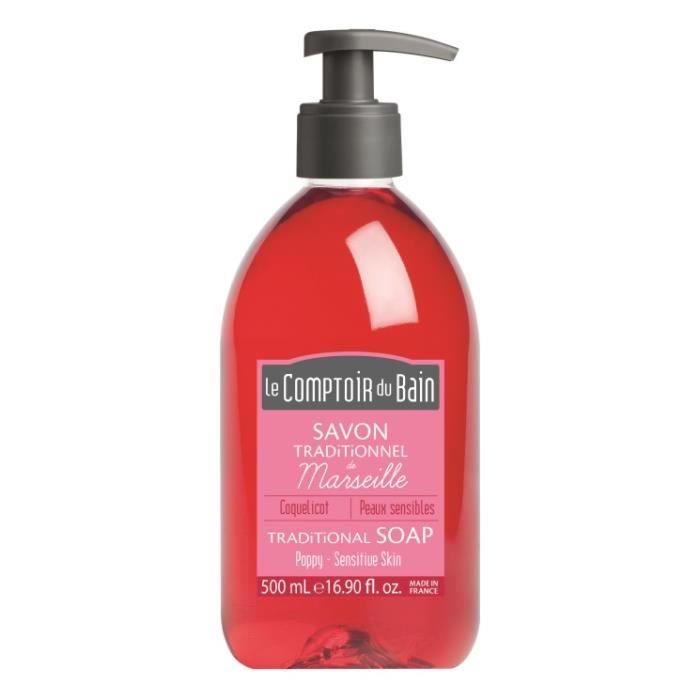 Savon liquide - Le Comptoir du Bain - Coquelicot - 500ml - Sans parabène - Mixte