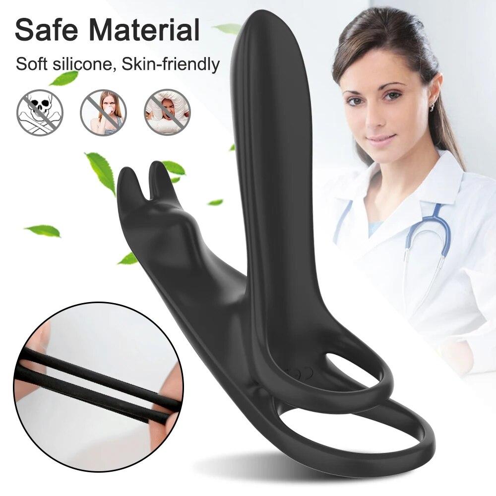 Male Penis Cock Rings Delay Ejaculation Vibrator for Couples Men Enlarger Cockring Masturbator Sex Toys Goods for Adults 18