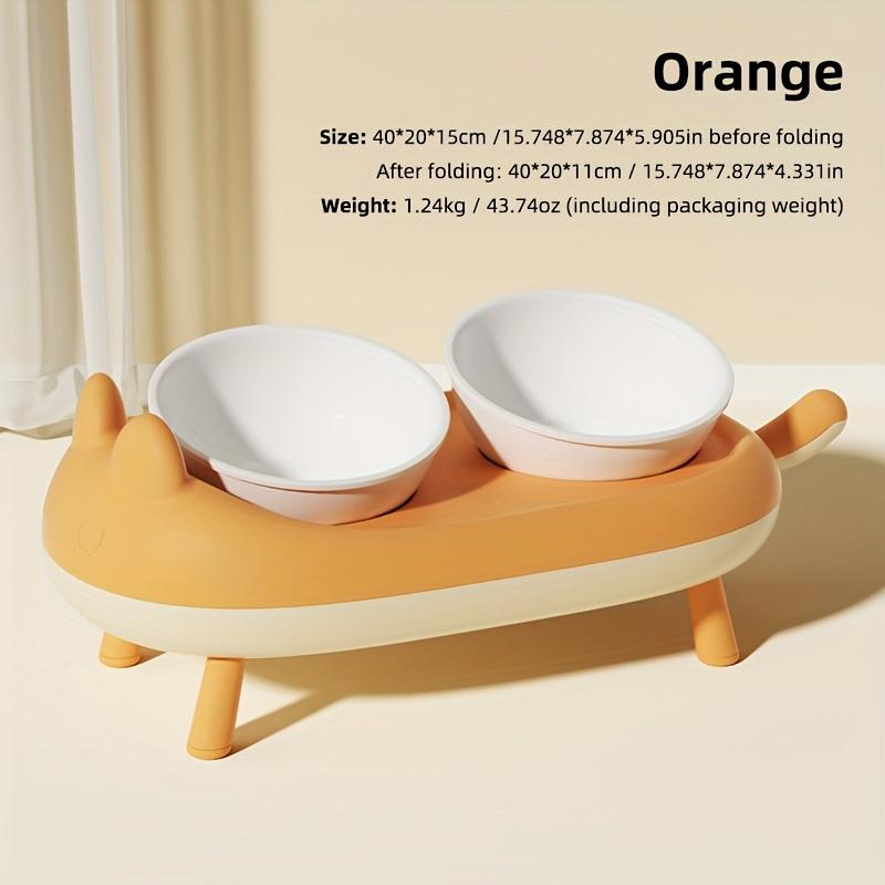 Anti-Spill Cat Shape Design Elevated Pet Double Bowls for Neck Protection