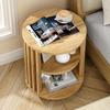 Round End Table, Wood Bedside Table, Mid Century Modern Nightstand with Open Storage Shelf, 3 Tier Small Side Tables for Living Room, Bedroom, Curved