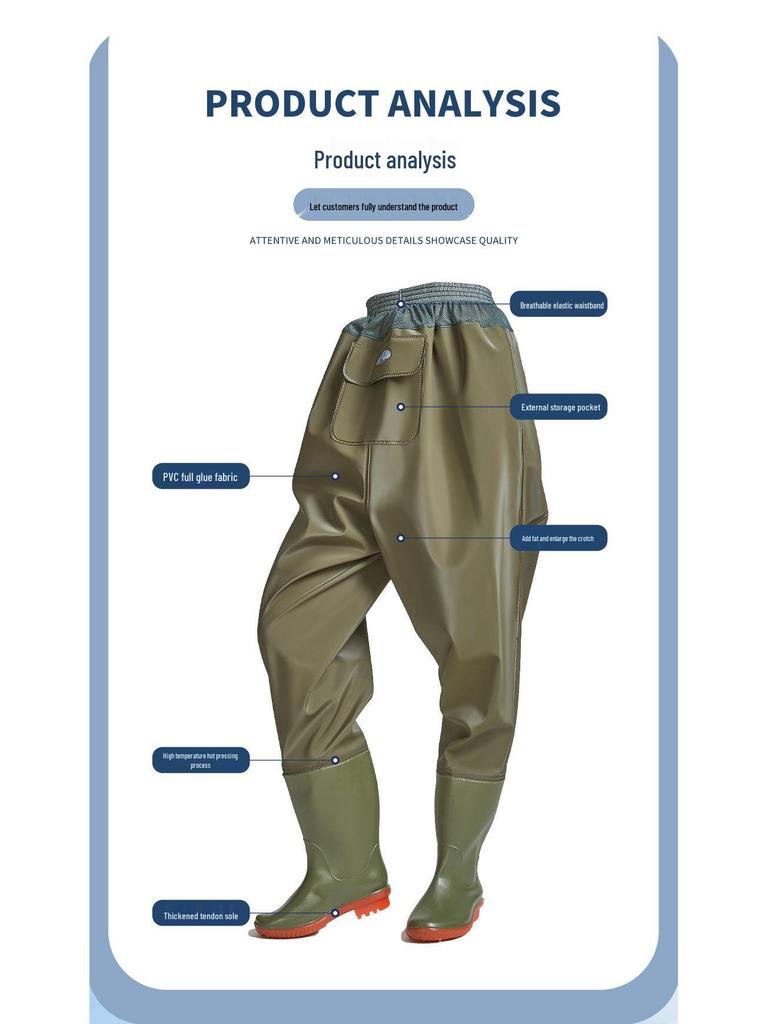 Waders de Pesca Impermeáveis até à Cintura com Botas: Calças de Chuva Duráveis e Resistentes ao Desgaste para Homens e Mulheres