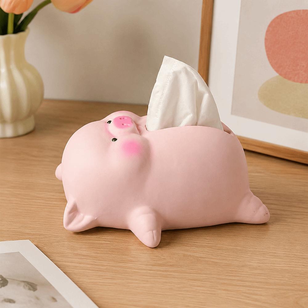 Large Capacity Ceramic Pig Tissue Box Cute Paper Towel Holder Storage Supplies