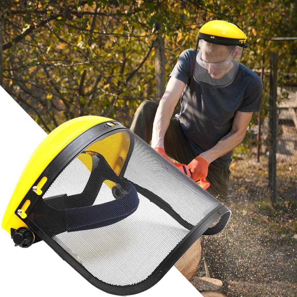 New 1PCS Garden Grass Trimmer Safety Helmet Hat With Full Face Mesh Splash Proof Face Screen Safety Protective Mask