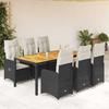 VidaXL Garden Bistro Set 7 Pcs Cushions Black Poly Rattan 3276981