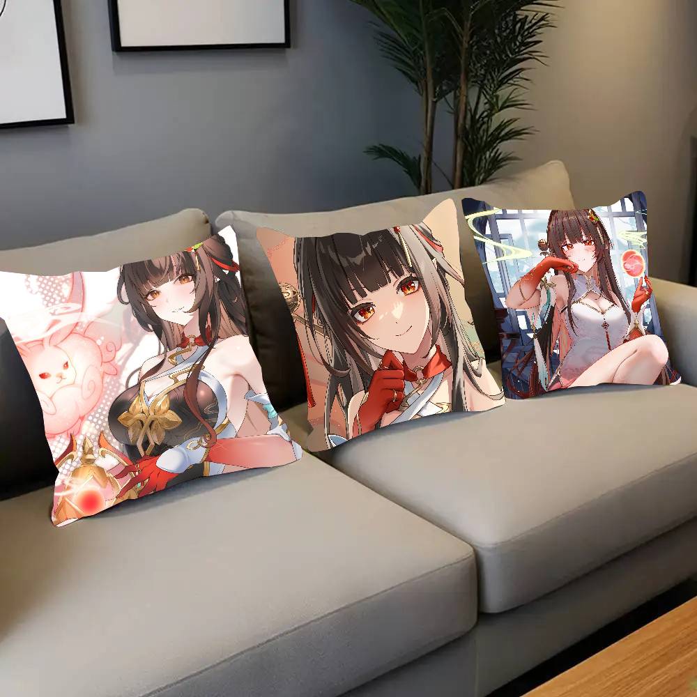 Lingsha Game Honkai Star Rail Pillow Case Fashion Square Pillowcase Bedroom Sofa Room Ins Decoration Leisure