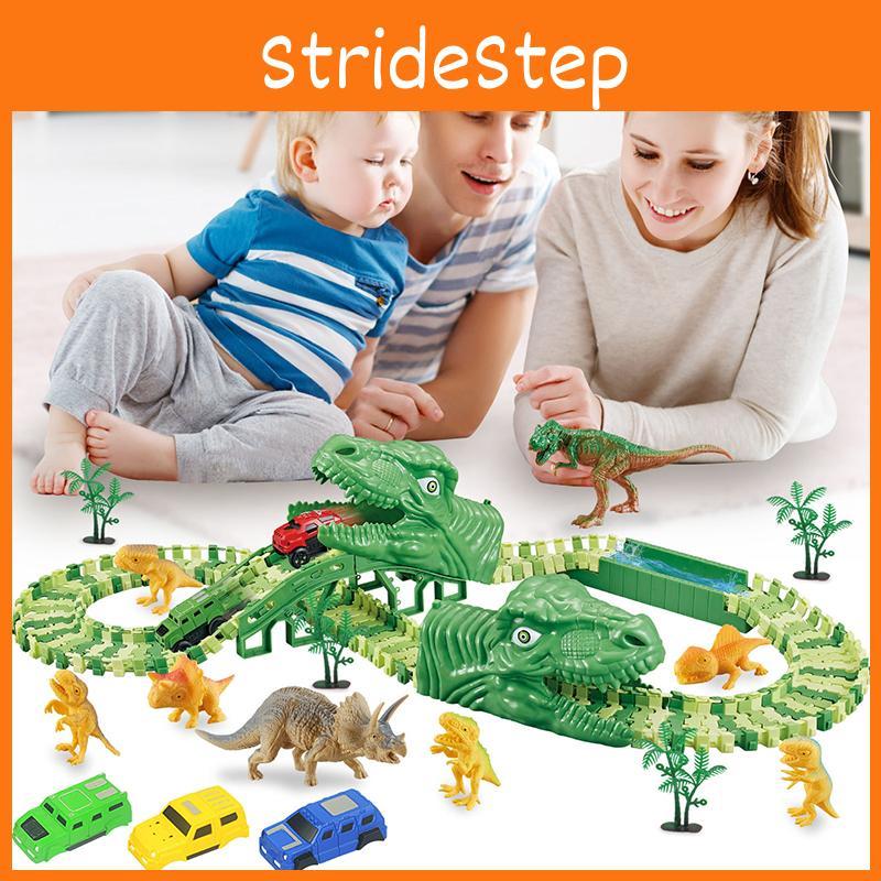Exciting 165pcs Dinosaur Electric Rail Car Track Racing Toy Set For Endless Fun