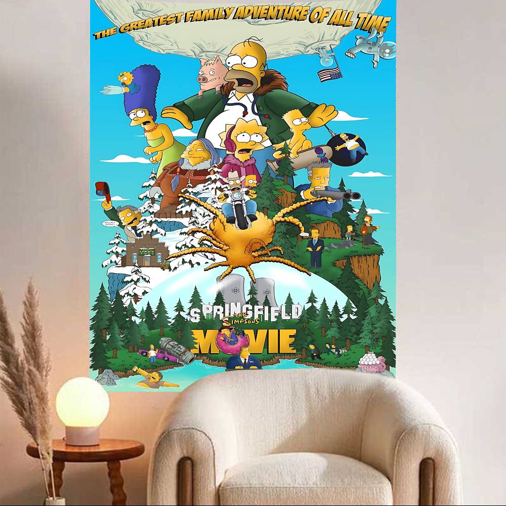 Cute Cartoon The SSimpsons Party Vinyl Backdrops Background Wall Cloth Baby Shower Kids Birthday Party Decoration