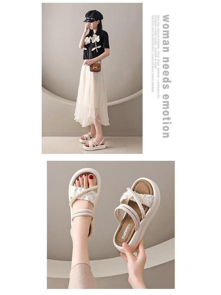 Dámské letní římské sandály 2025: Protiskluzové pantofle se silnou podrážkou a měkkou podrážkou, chladivé nošení dvěma způsoby