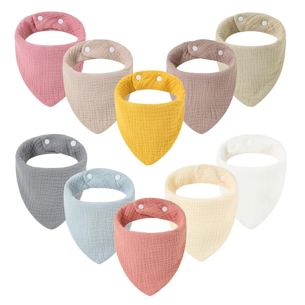 3 stuks Baby Voeding Kwijlslabbetjes Speekseldoek Driehoek Effen Kleur Sjaal Bandana Zacht Katoen Slab Verstelbare Drukknop Boertjesdoek