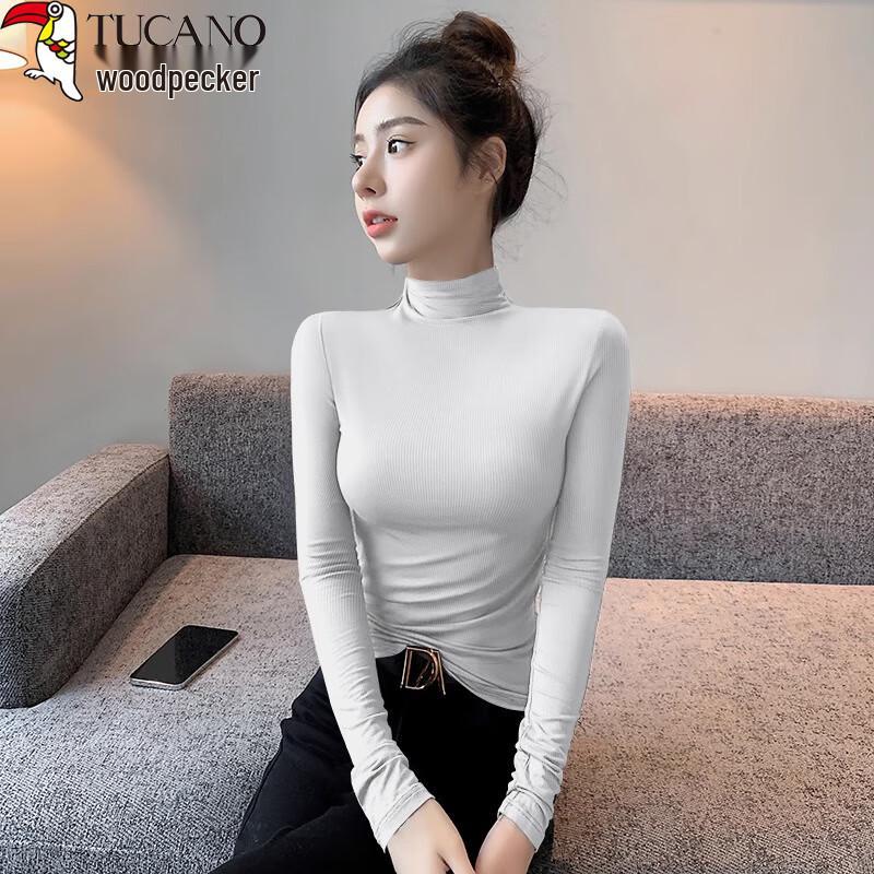 Plover Women s Ribbed Half-High Collar Long Sleeve T-Shirt L