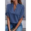 Women's Fashion Casual Summer Spring Solid Color Print Short Sleeve V-Neck Blouses & Shirts