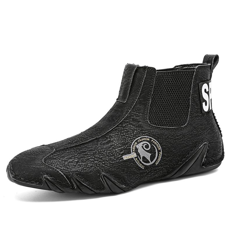 Móda Pánské Outdoor Zimní Sporty Turistika Ruční šití Kožené tenisky Kotníkové boty Nové Neklouzavé Ležérní Teplé plyšové pánské boty Chelsea