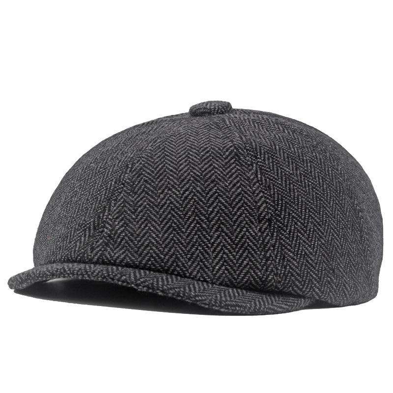 

Мужская классическая восьмиугольная кепка в елочку, осенне-зимняя кепка вперед, кепка газетчика, берет темно-серого