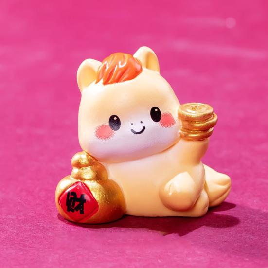 4Pcs Mini Cartoon Horse Figurine Bring Good Luck Fortune Miniature Pony Statue Resin Animal Sculpture Home Office Microlandscape Decoration Ornament