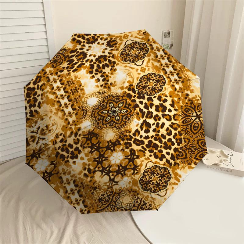 

1PC Leopard Print Pattern Umbrella-8-Rib Reinforced, Automatic Open, Lightweight & Durable, Cute Fashion Accessory for Outdoor-T187