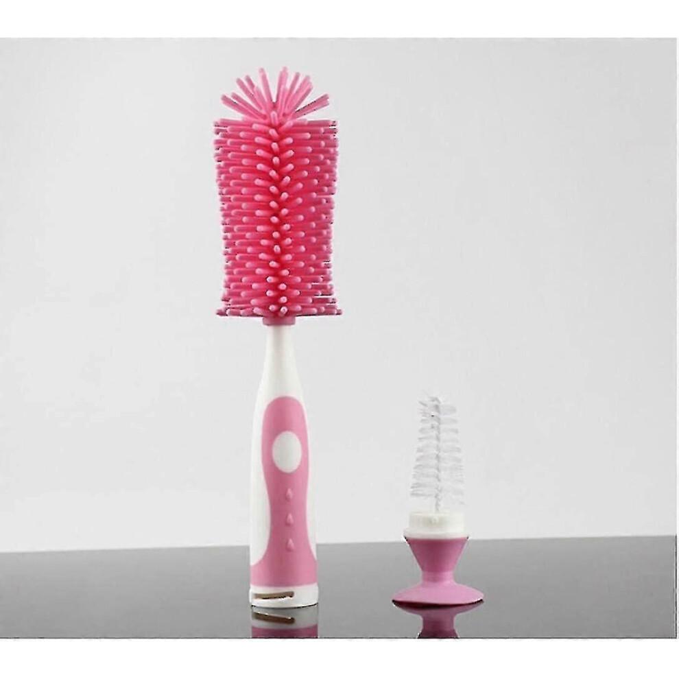 Food Grade Silicone Bottle Brush Baby Nipple Brush Feeding Bottle Cup Cleaning Brush Pink Water Bott