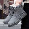 Snow Boots Men's Winter Warm Velvet Northeast Thickened Martin Boots Trendy Versatile High-top British Style Tooling Boots Cotton Shoes