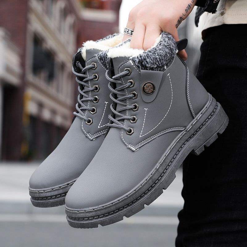 Winter Snow Boots Men's Velvet Thickened Warm Martin Boots Short Boots Northeast Waterproof High-top British Northeast Cotton Shoes