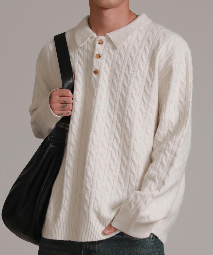 Dibellobeu Soft Blend Oversized Collared Knit_3Colors
