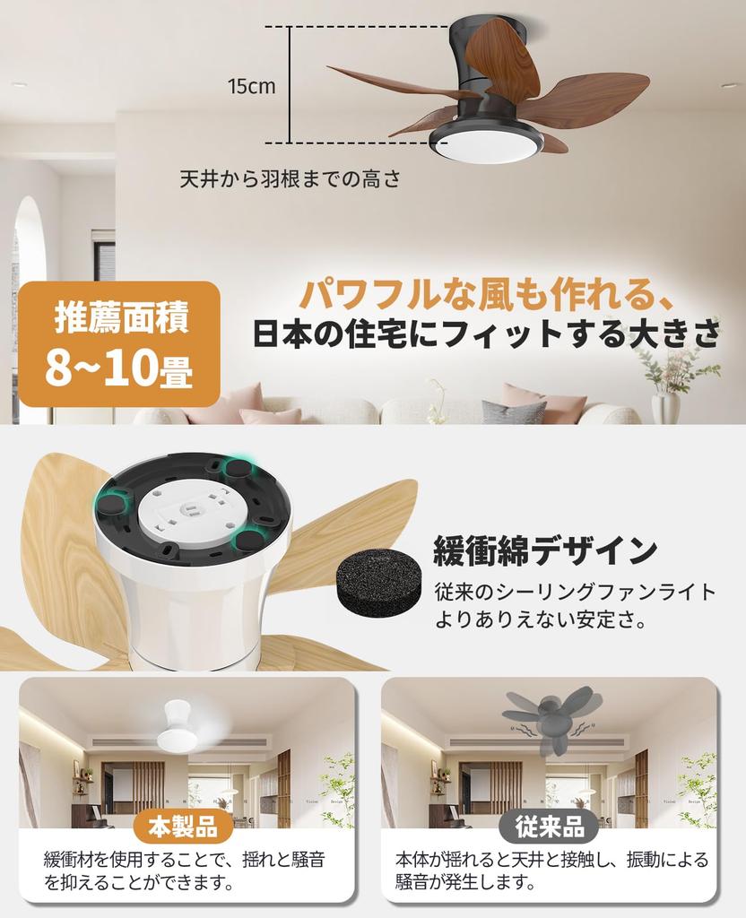 Ceiling Fan Light, 5-Blade, 55W, 4500lm, Suitable for Rooms 8-10 Tatami Mats (approx. 12-18 Sq Ft), Stepless Dimming, Color Temperature Adjustment,