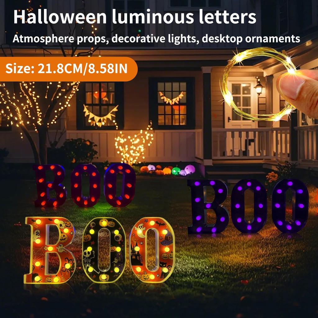 LED Halloween Letter Lights Festival Luminous Letter Horror Desktop Scene Layout Atmosphere Props Decoration Lights, Desktop Ornaments
