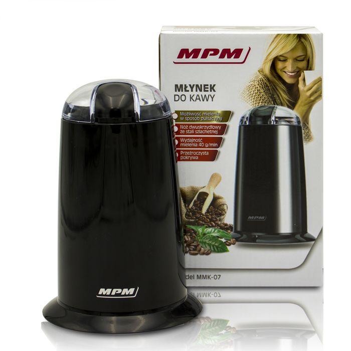 Moulin À Café Électrique, Graines Et Noix, Double Lame Acier, Broyage 40 G/min MPM MMK-07/C 140W Noir 14582