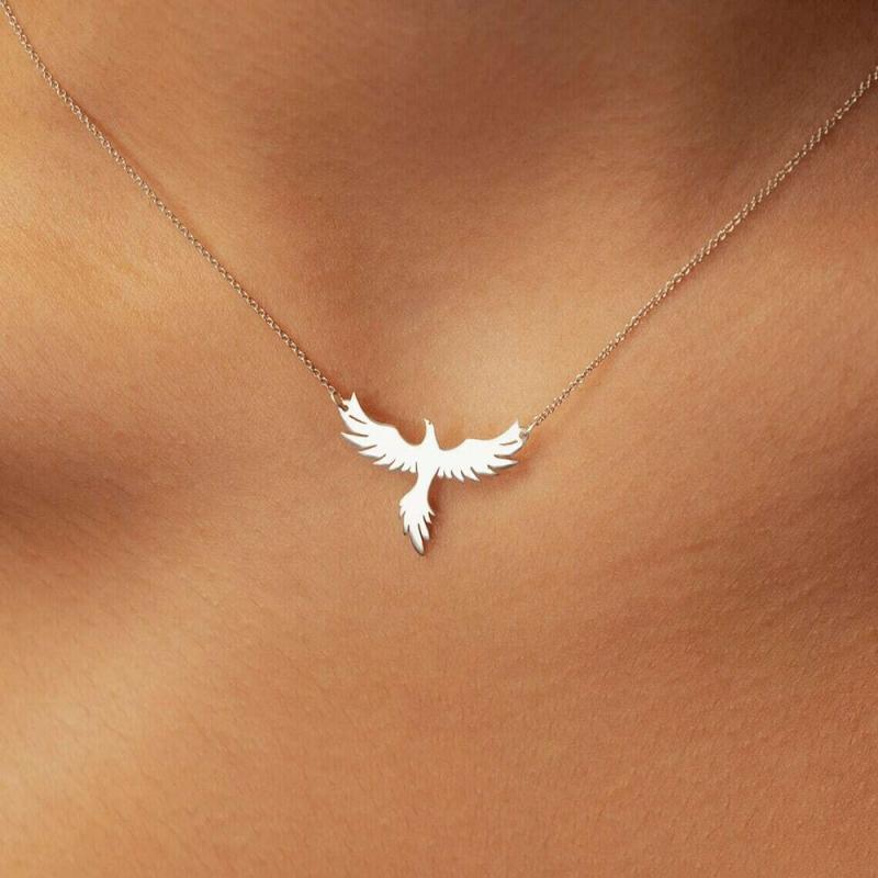 Stainless Steel Gold Color Bird Pendant Necklace for Women Exquisite Fine Chain Phoenix Firebird Necklace Charm Jewelry Gifts