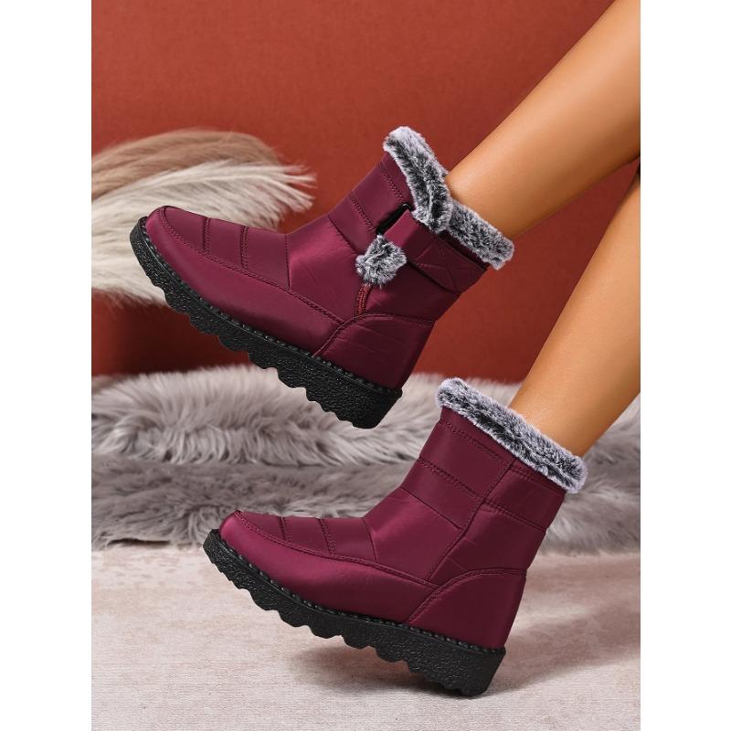 2025 Winter New Pure Color Women's Cotton Boots Fashion Anti-skid and Wear-resistant Warm and Comfortable Winter Women' Boots