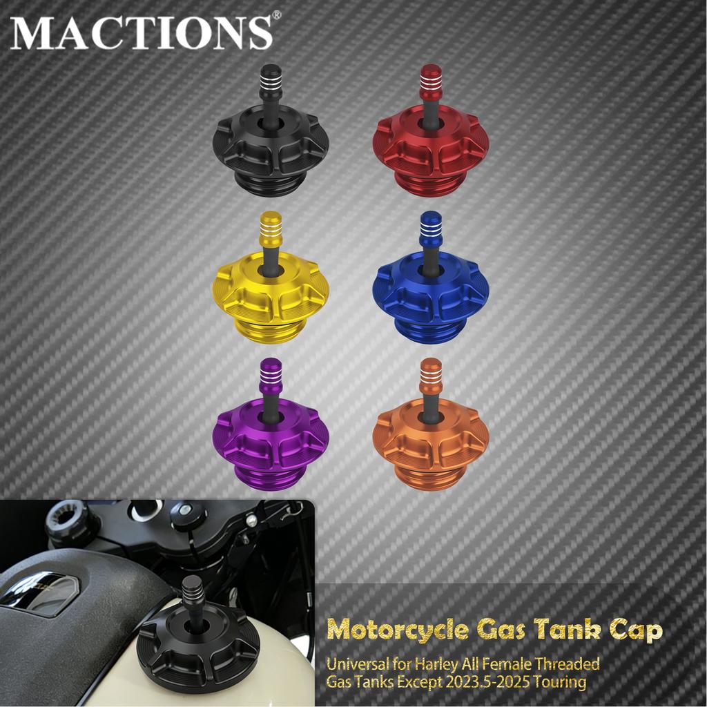 Motorcycle Vented Gas Cap Oil Fuel Tank Cover Aluminum Universal For Harley All Female Threaded Gas Tanks Except Touring 23.5-25