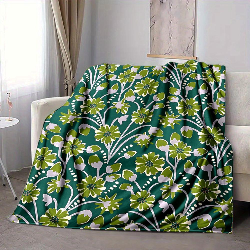 1 Stück leichte Flanelldecke mit Blumenmuster, bequeme und warme Decke, für Büro und Camping Schlafsofa, Wohnzimmer039