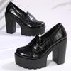 Dames Grote Maat Lakleer Enkele Herfst Ronde Neus Diepe Mond Platform Instapper Pumps