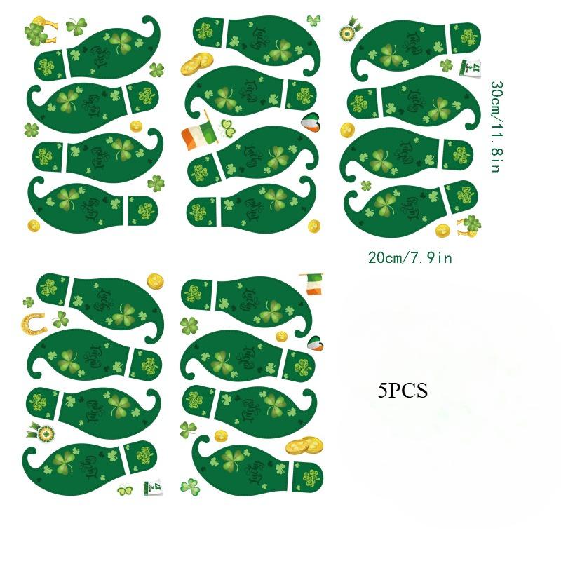 

5pcs Footprint Stickers for St. Patrick s Day in Lreland, Floor Stickers, Window Stickers, Glass Door Decorative Wall Stickers
