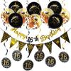 Rose Gold Black 16th Birthday Banner & Balloon Set