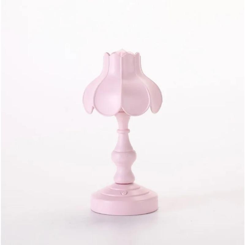 Retro Lotusblad Nattlampa Skrivbord Mini Dekorativa Ornament USB-Laddning Macaron-stil Sängbelysning Liten Bordslampa
