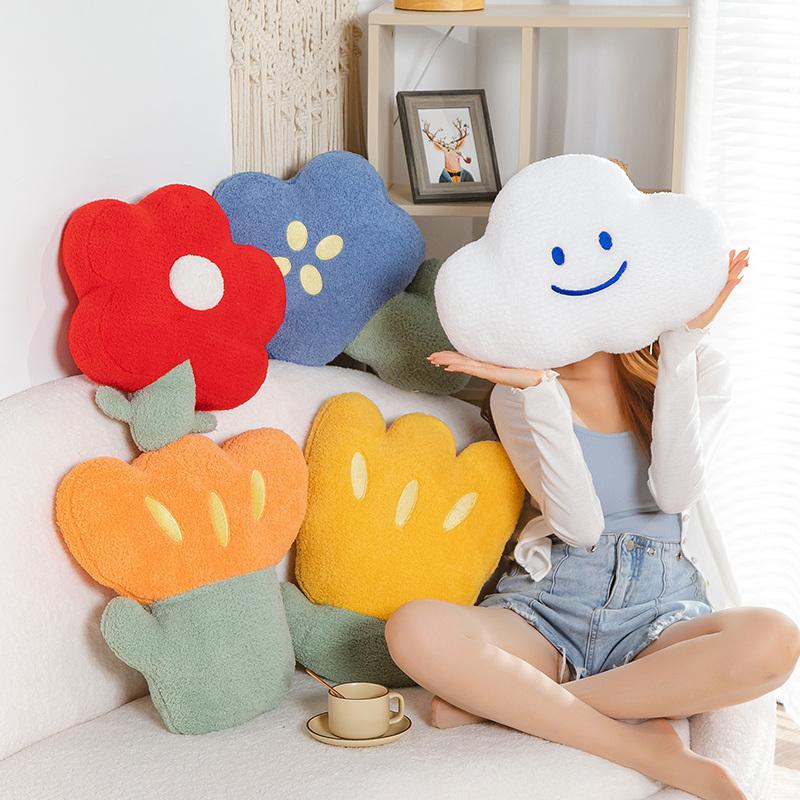 Nordischer Stil Blume Kissen Lächeln Wolke Wurfkissen Tulpe Sonnenblume Plüschtier Kuschel Plüschtiere Mädchenhaftes Zuhause Dekoration Geburtstagsgeschenke