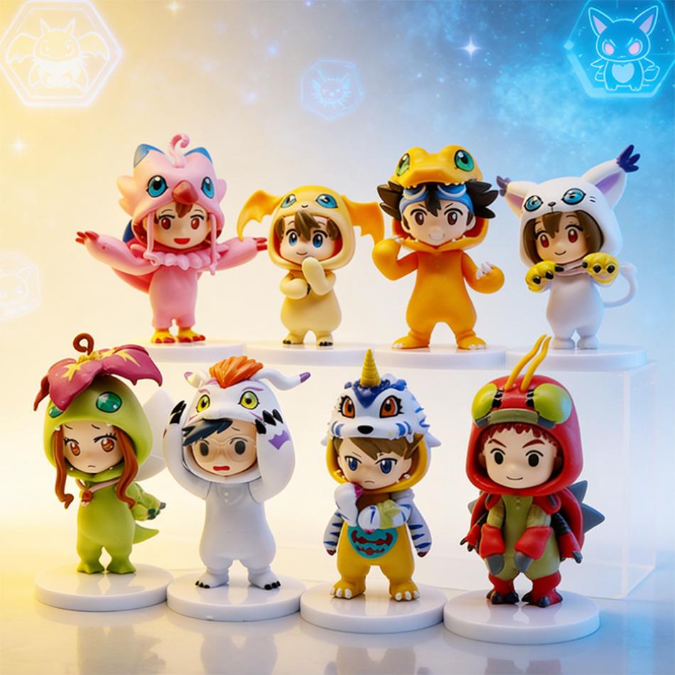 8pcs/set Digital Monster Digimon Adventure Doll Clothing Series Greymon/BlackWarGreymon Action Figure Anime Ornaments Model Toy
