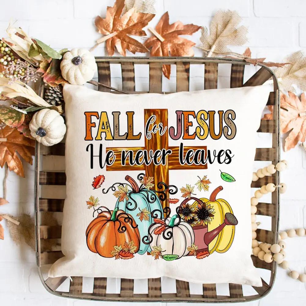 Hello Pumpkin Printed Pillow Case Autumn Party Decor Home Cushion Cover Fall Holiday Pillowcase Thanksgiving Halloween Best Gift